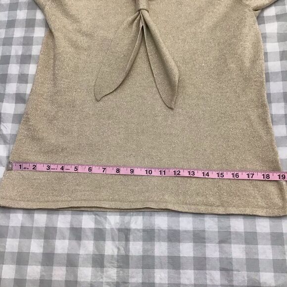 JONES NewY collection Petite top bow tie detailed knit sweater beige gold large - Picture 8 of 11